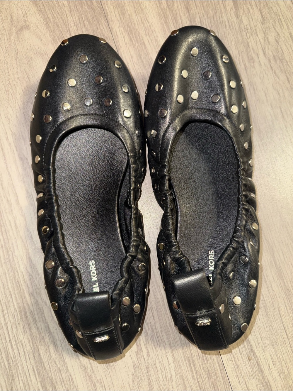 Michael Kors Black Leather Studded Ballet Flats